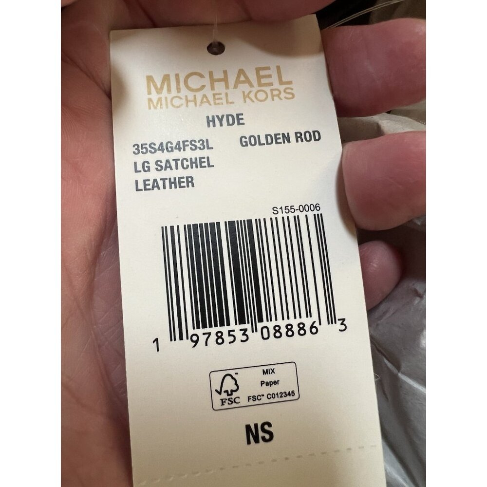 NEW Michael Kors Hyde large pebble leather satchel bag golden rod designer - Picture 11 of 16